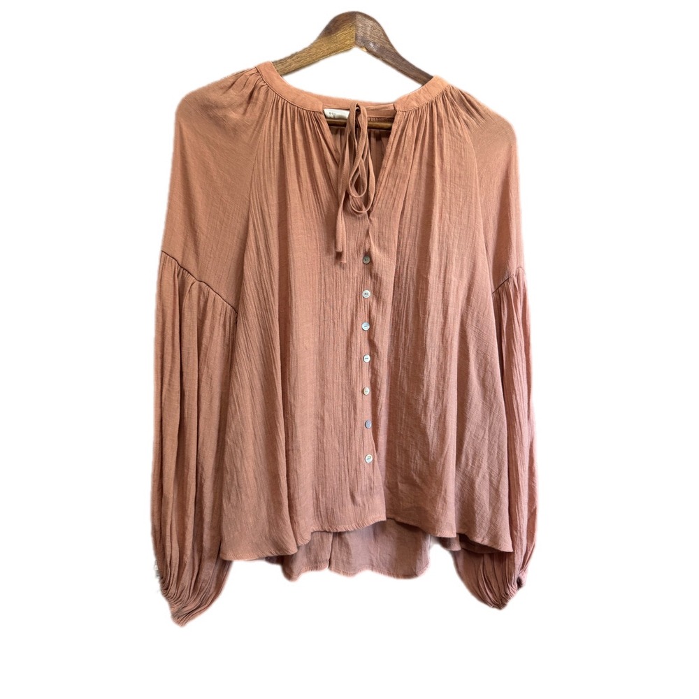 Blu Pepper Blouse Womens‎ Small Mauve Excellent Boho Balloon Sleeve RTH2011-B